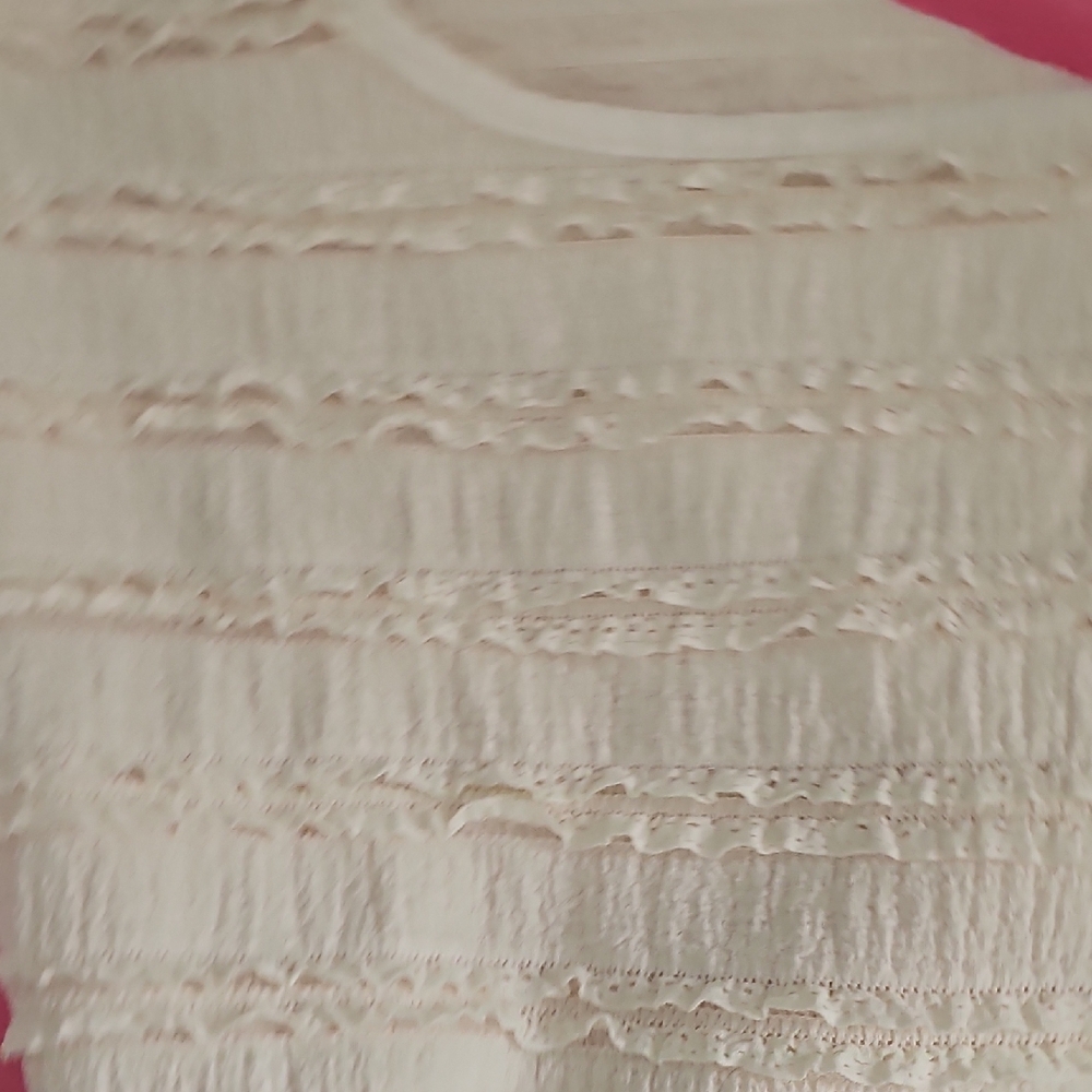 New Two Shirts Pink Ruffle Top, Cream Ruffle T-shirt Perfect For Spring! - Picture 6 of 12
